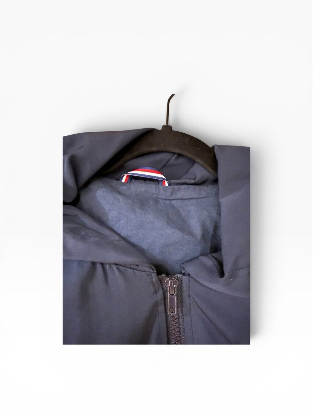 Colorblock Hooded Windbreaker Jacket - Blue/White/Red Size Small - Picture 3 of 7